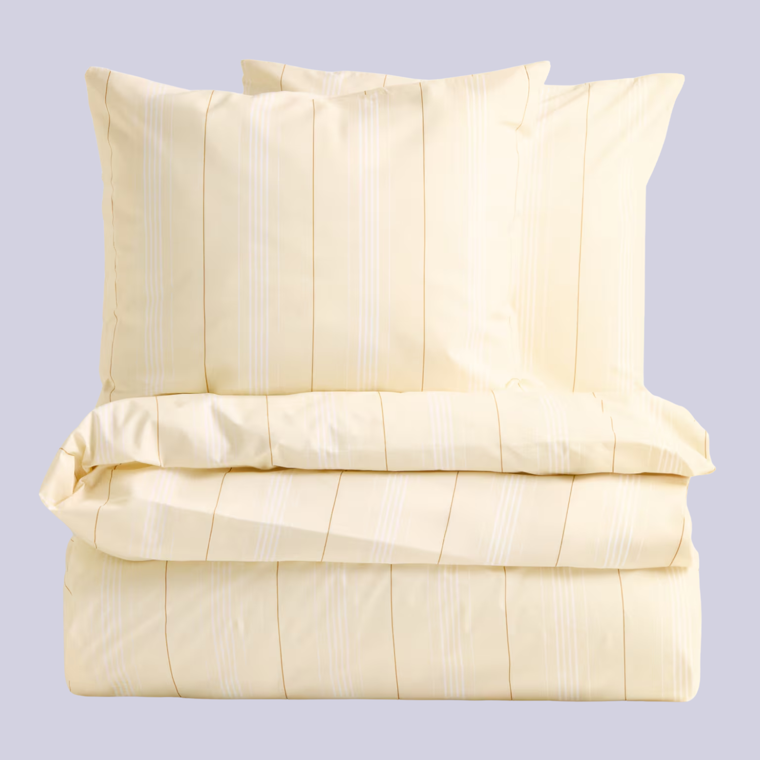 A striped yellow bedding set