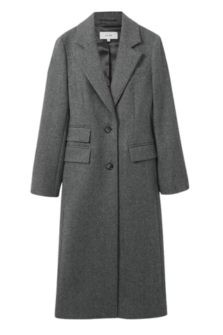 Wool-Blend Longline Coat in Grey