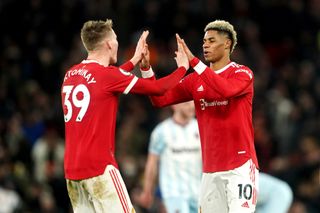 Manchester United’s Scott McTominay and Marcus Rashford celebrate