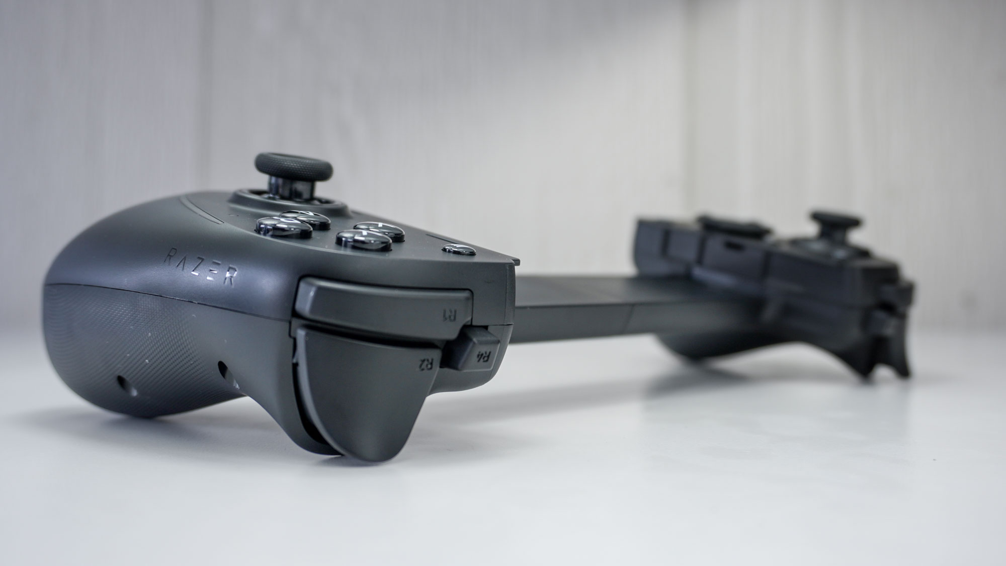 An angled view of the Razer Kishi Ultra mobile game controller