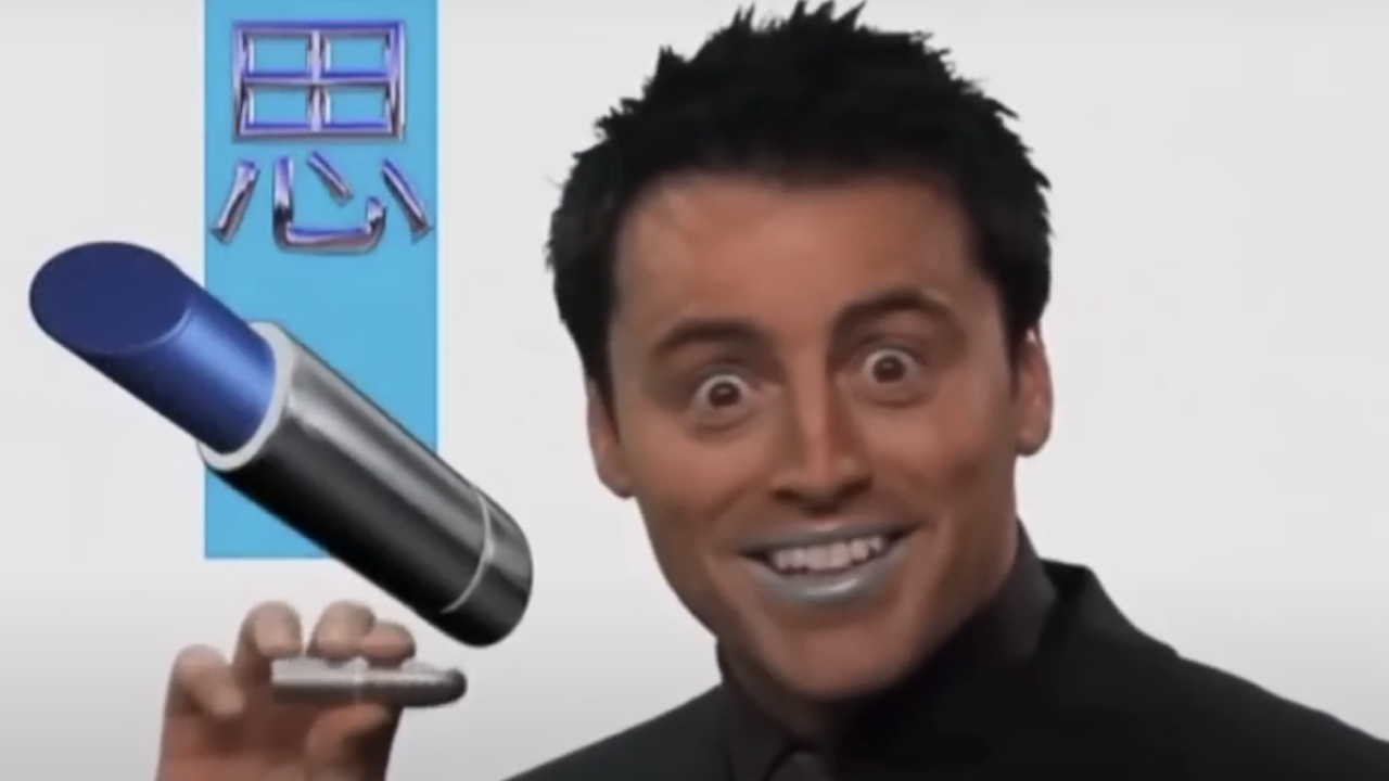 Matt LeBlanc as Joey advertising Iciban Lipstick for Men on Friends