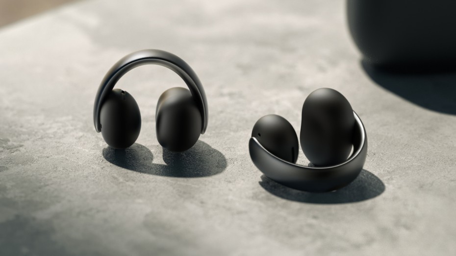 Anker Aeroclip earbuds on stone surface