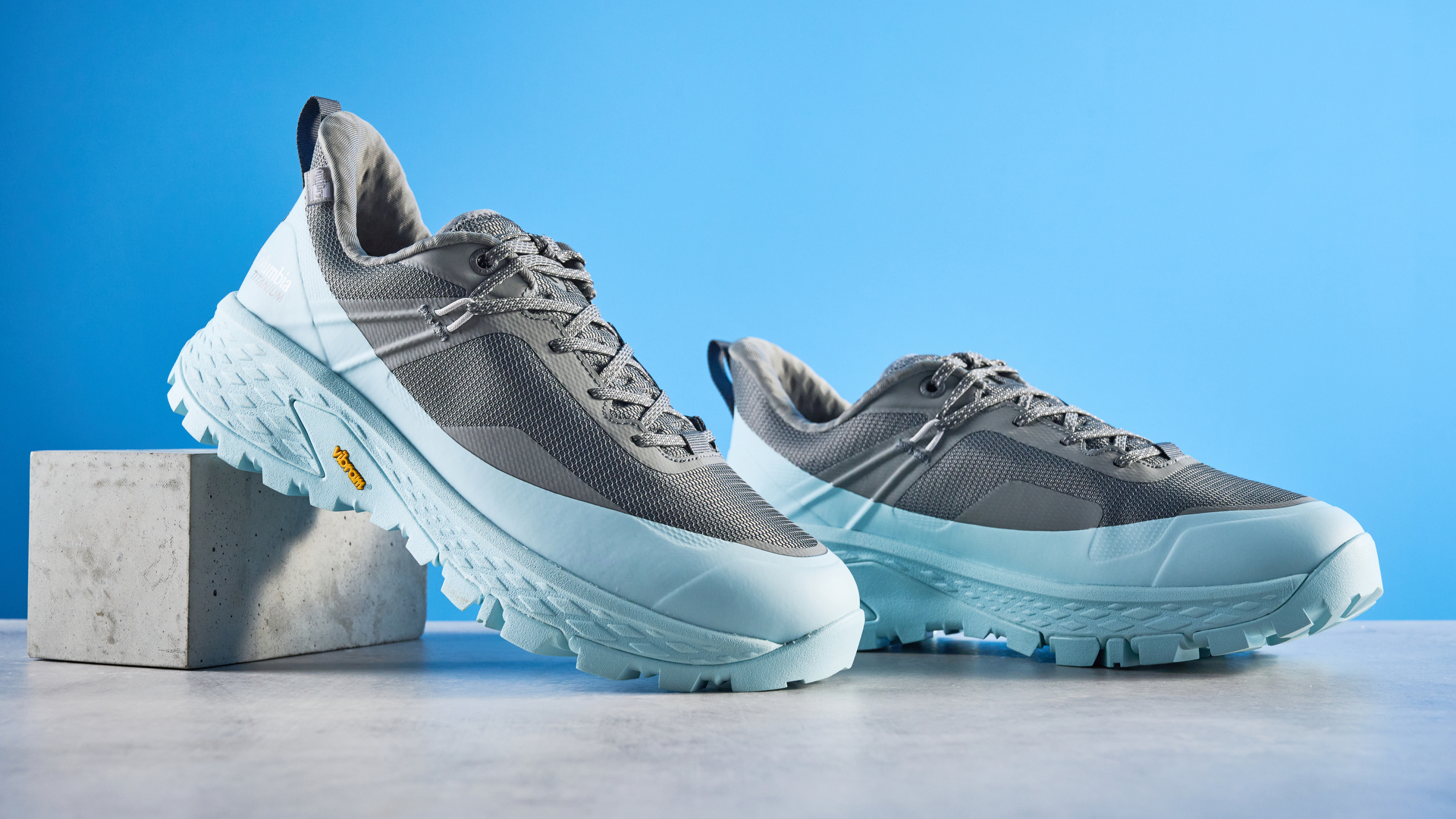 Gray and teal Columbia Tellurix Titanium hiking shoes
