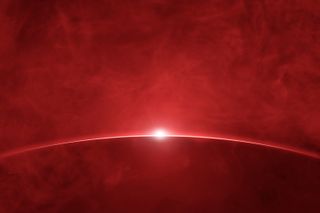 Smoky background against a red light and the curvature of the Earth