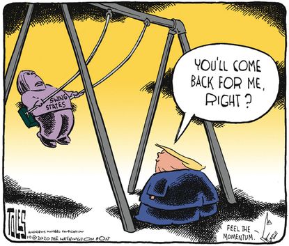 Political Cartoon U.S. Trump swing voters 2020