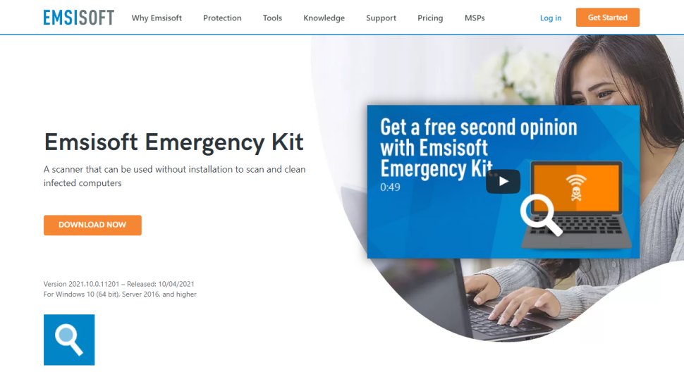 Website screenshot for Emsisoft Emergency Kit