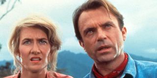 Laura Dern as Dr. Ellie Sattler and Sam Neill as Dr. Alan Grant in Jurassic Park(1993)