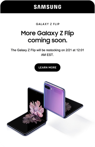 Galaxy Z Flip restock email