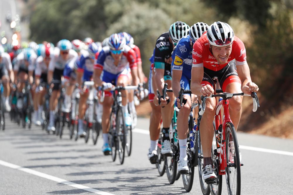 Matthias Brandle pushes the pace for Trek during stage 8 at the Vuelta