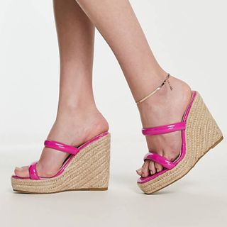 ASOS Glamorous espadrille wedge heeled sandals in pink