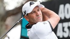 Sergio Garcia takes a tee shot at LIV Golf Adelaide
