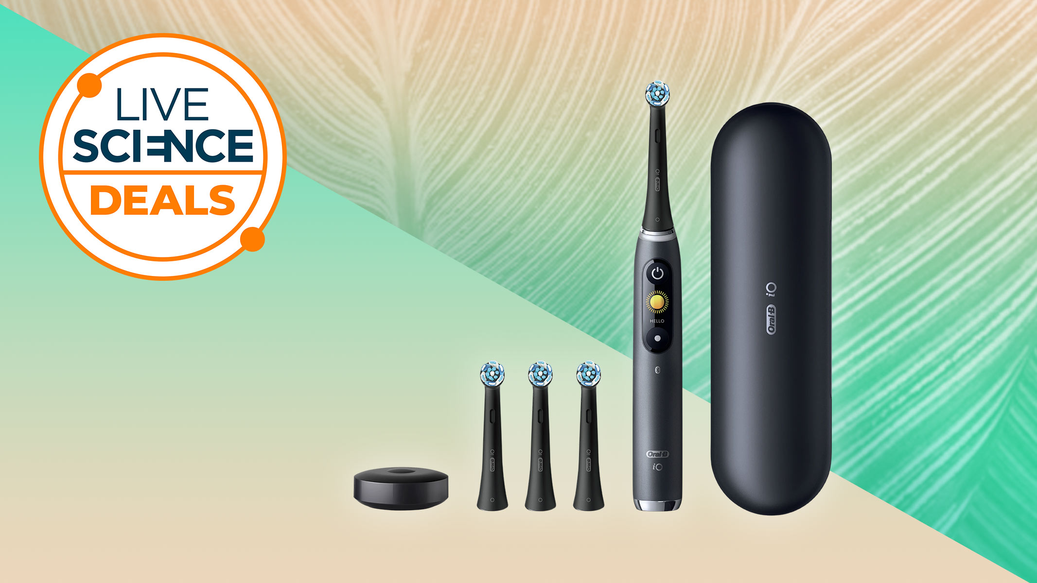 the Live Science Deals logo and the Oral-B iO Series 9 toothbrush on a green background