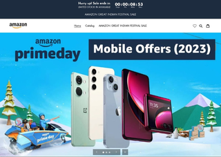 A fake Amazon website displaying offers on handheld devices.