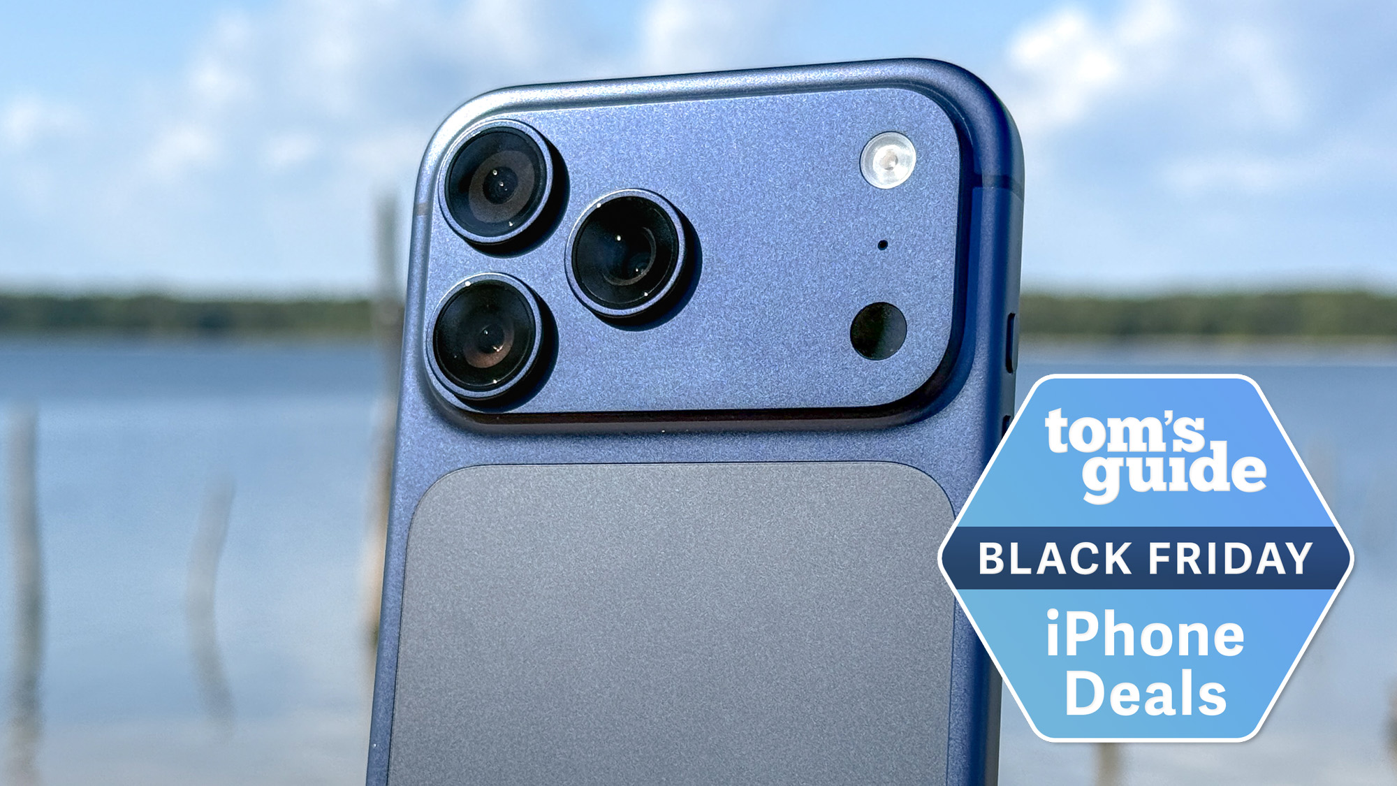 iPhone 17 Pro Max with Tom&#039;s Guide Black Friday iPhone Deals badge