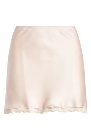 Lace Trim Satin Miniskirt