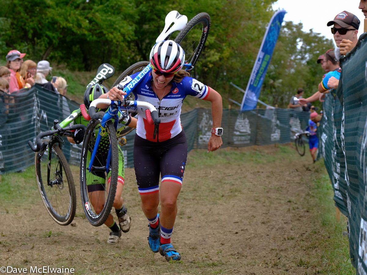 Caroline Mani (Raleigh Clement) chasing the leaders on Mt. Krumpit during lap two
