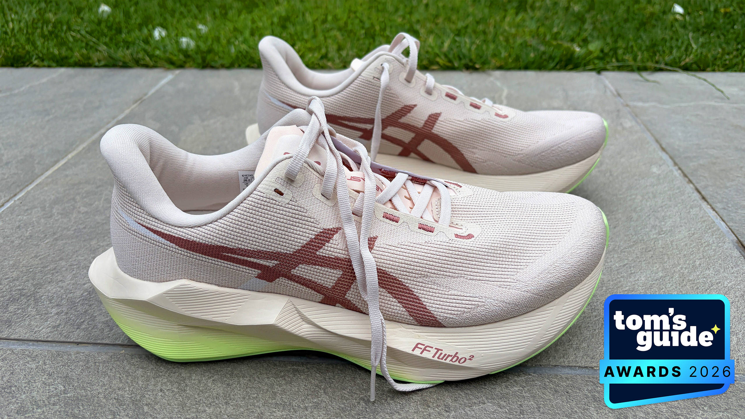 The Asics Novablast 6 with a TG Awards 2026 badge