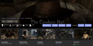 The Nexus Mods page for a mod named "The Cowboy Hat"