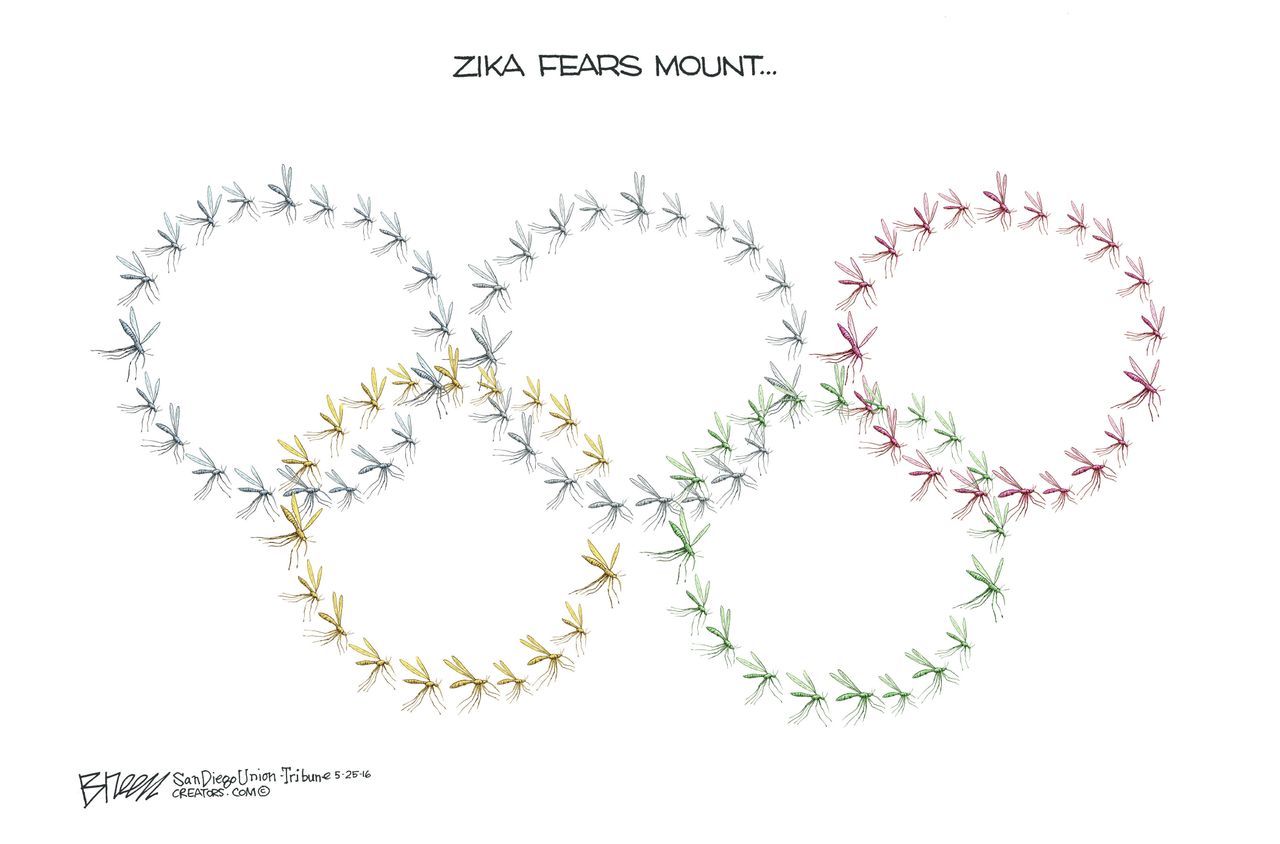 Editorial Cartoon U.S. Zika Rio 2016