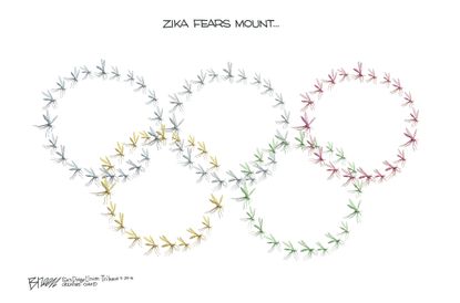 Editorial Cartoon U.S. Zika Rio 2016