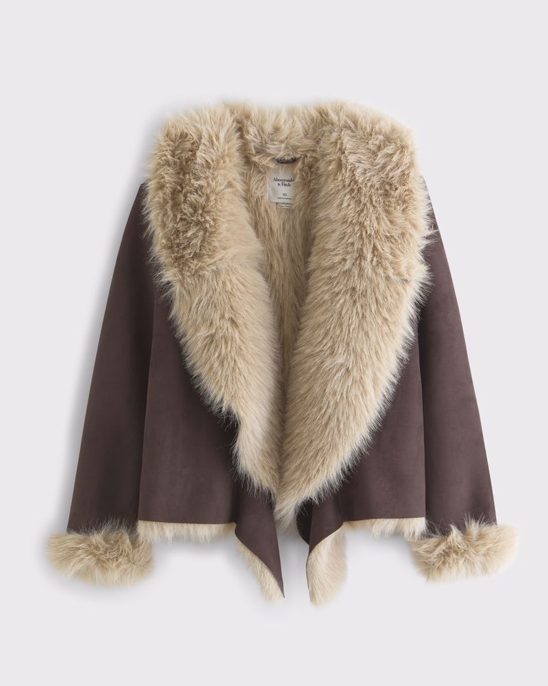 Vegan Suede Shearling Coat