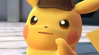 A close-up on Detective Pikachu's determined face.