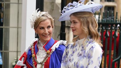 Prince Edward, Duke and Sophie, Duchess of Edinburgh arriving with Lady Louise Windsor (right) and the Earl of Wessex (left) at the Coronation of King Charles III and Queen Camilla on May 6, 2023 in London, England. The Coronation of Charles III and his wife, Camilla, as King and Queen of the United Kingdom of Great Britain and Northern Ireland, and the other Commonwealth realms takes place at Westminster Abbey today. Charles acceded to the throne on 8 September 2022, upon the death of his mother, Elizabeth II.