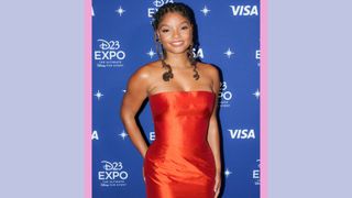 Halle Bailey at the Ultimate Disney Fan Event presented by VISA - brings together all the worlds of Disney under one roof for three packed days of presentations, pavilions, experiences, concerts, sneak peeks, shopping, and more. The event, which takes place September 9, 10, and 11 at the Anaheim Convention Center