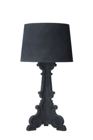 Black lamp with enhancing its shapes and details