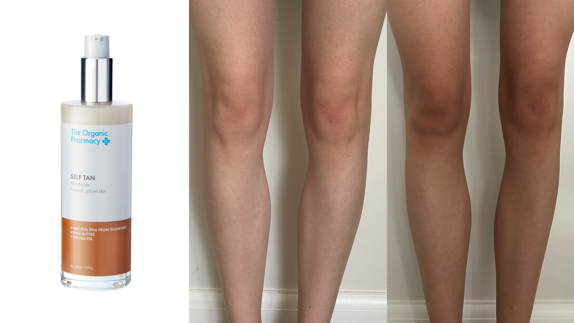 The Organic Pharmacy Self-Tan and before and after pics of using the tan