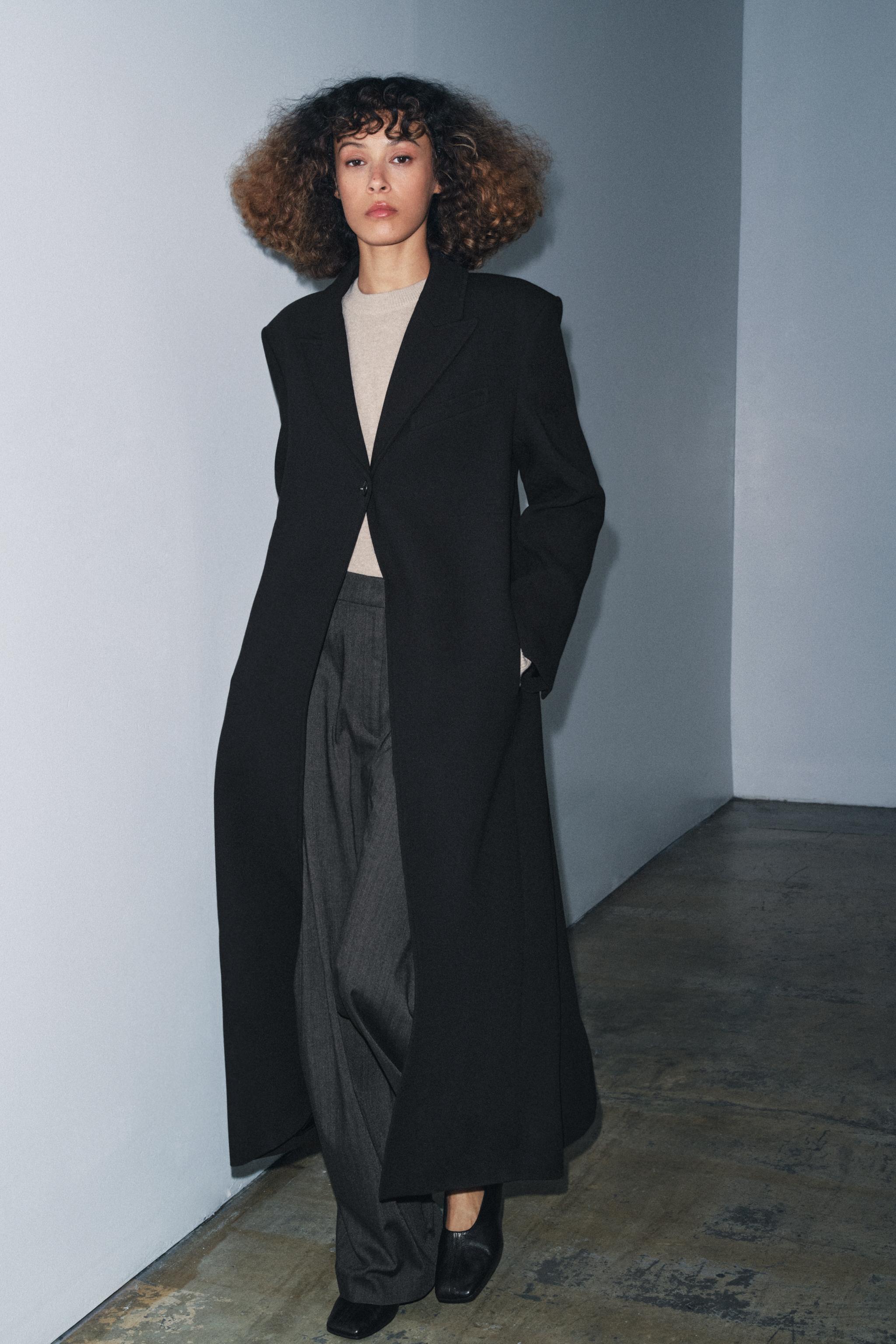 Zw Collection Tailored Button Coat