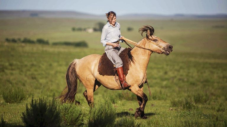 Gabriela Hearst on a brown horse