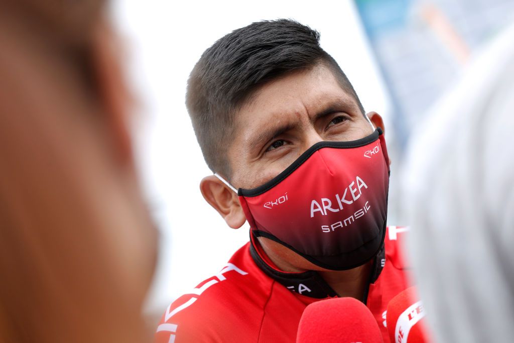 LUXEMBOURG LUXEMBOURG SEPTEMBER 14 Nairo Alexander Quintana Rojas of Colombia and Team Arka Samsic meets the media press prior to the 81st SkodaTour De Luxembourg 2021 Stage 1 a 140km stage from Luxembourg to LuxembourgKirchberg 352m skodatour skodatour on September 14 2021 in Luxembourg Luxembourg Photo by Bas CzerwinskiGetty Images