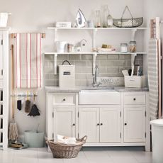 laundry room with basket and sink
