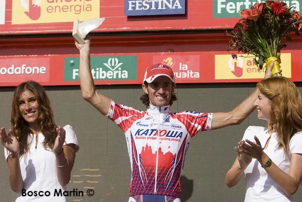 Daniel Moreno (Katusha) on the podium