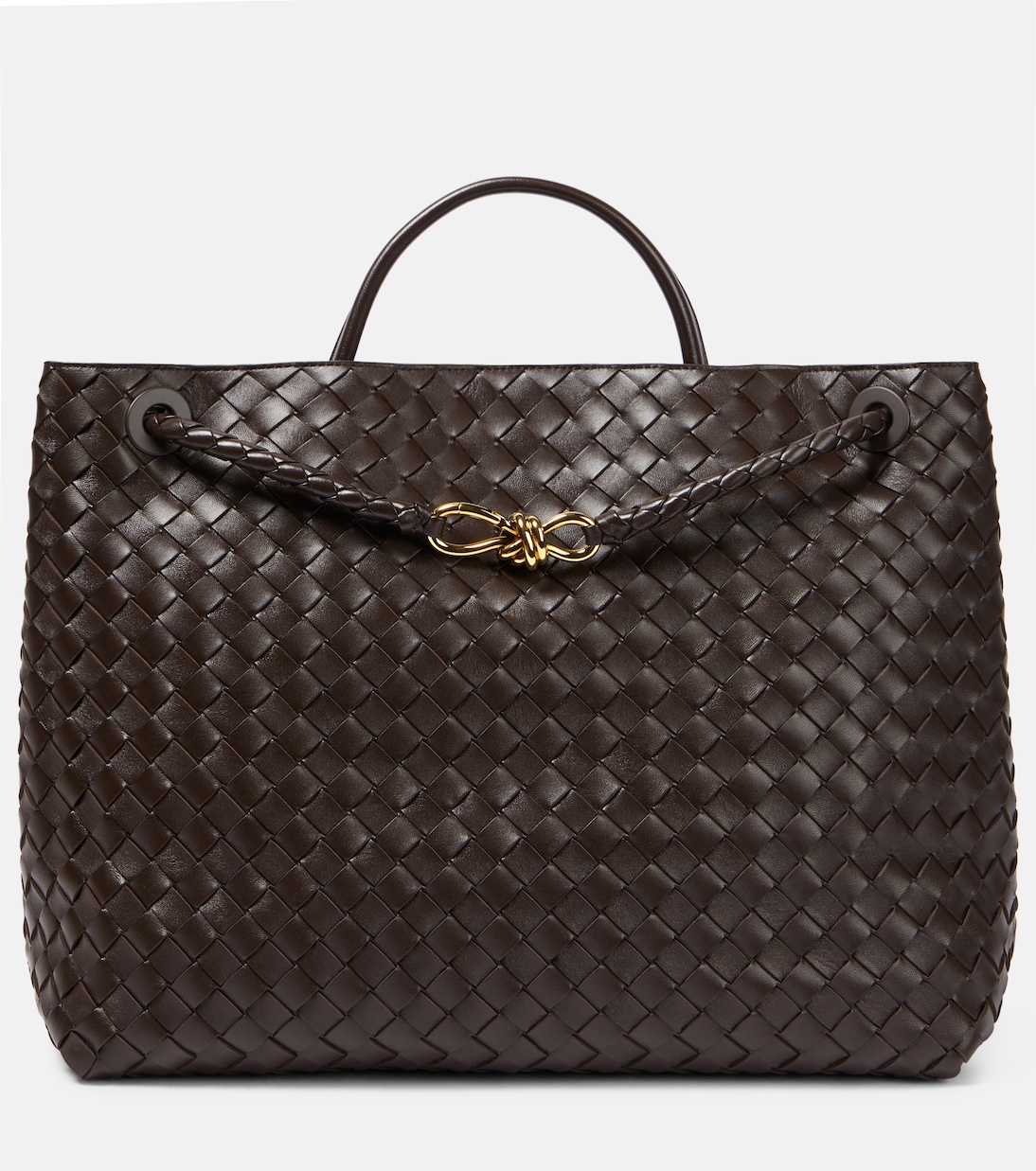 Andiamo Large Leather Tote Bag in Brown - Bottega Veneta