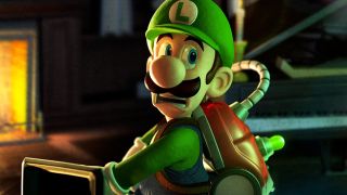 Best GameCube games - A screenshot of Luigi looking scared during Luigi's Mansion.