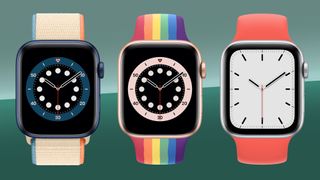 A selection of the best Apple Watch bands on a green background