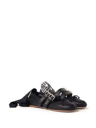 Buckled Leather Ballerina Shoes