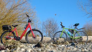 Trek ebike next to a standard bike