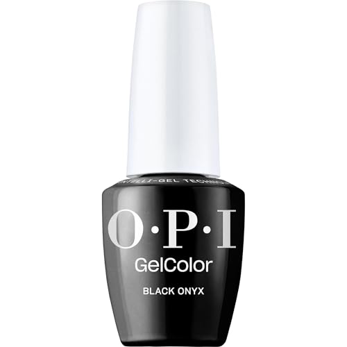Opi Gelcolor Black Onyx | Opaque Dark Black Cr&amp;egrave;me Led Cure Gel Nail Polish | Salon-Quality Shine, Long-Lasting Wear | Vegan &amp;amp; Hema Free | 0.5 Fl Oz