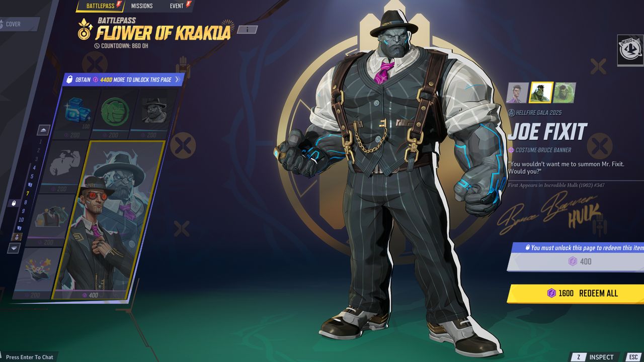 Marvel Rivals Season 2 skins - Hulk's Joe Fixit costume.
