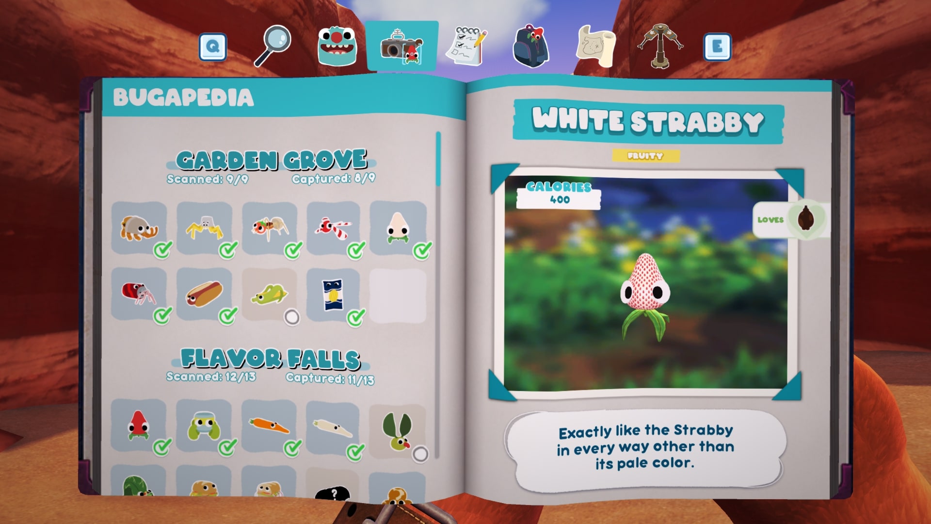 Bugsnax Bugapedia: White Strabby