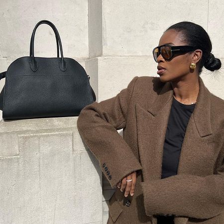 Margaux bag, woman wearing brown blazer