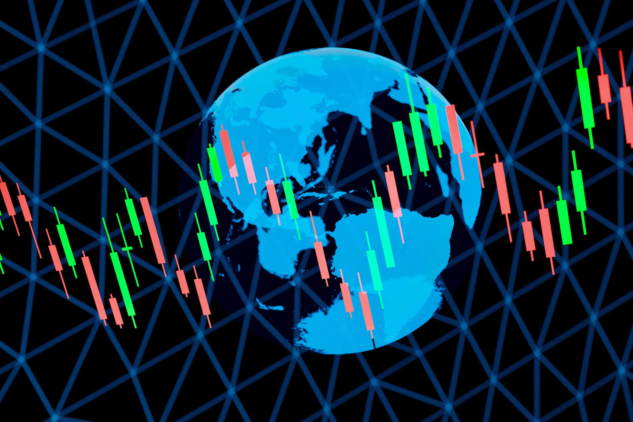 Global businesses concept with candlestick chart