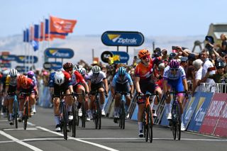 Daria Pikulik of Poland and Team Human Powered Health took a surprise win in the Tour Down Under stage 1