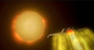 klingon ship slingshotting around the sun in Star Trek IV.