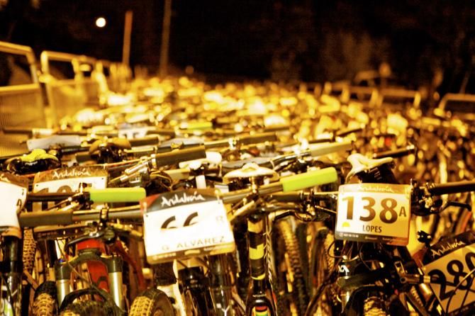 The Analucia Bike Race competitors' bikes await their riders.