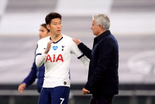 Jose Mourinho, right, and Son Heung-min after the match