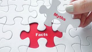 The words Facts and Myths in a jigsaw puzzle